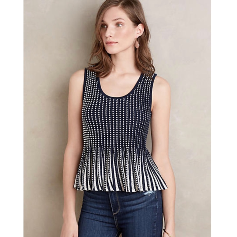 Anthropologie Moth Peplum Knit Flare Tank